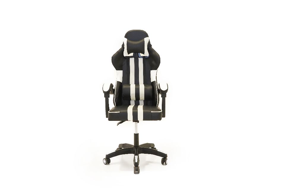 ERGONOMIC HIGH-gaming chair in white & black with lumbar support