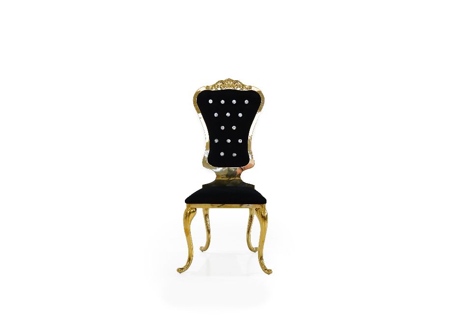 Baroque Armchair Wood Gold Black Velvet