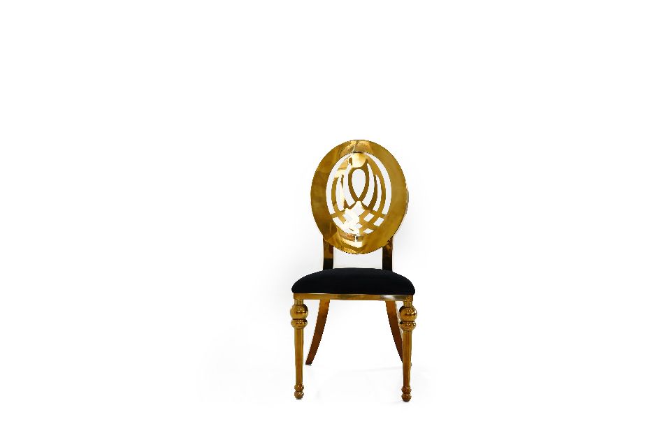 Artemis Gold Chair with Luxurious Black Cushion