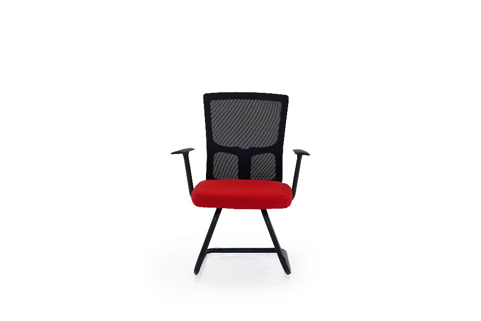 VISITOR CHAIR-mesh back fabric seat with no wheels