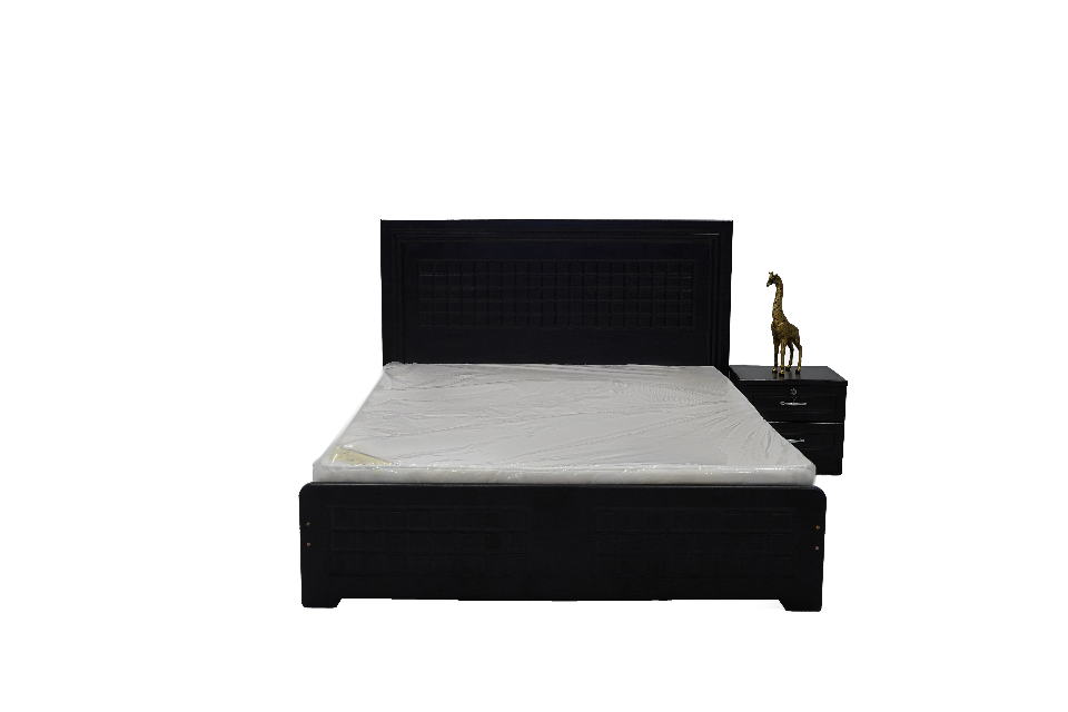 RUTH BLACK -wooden bed with headboard storage