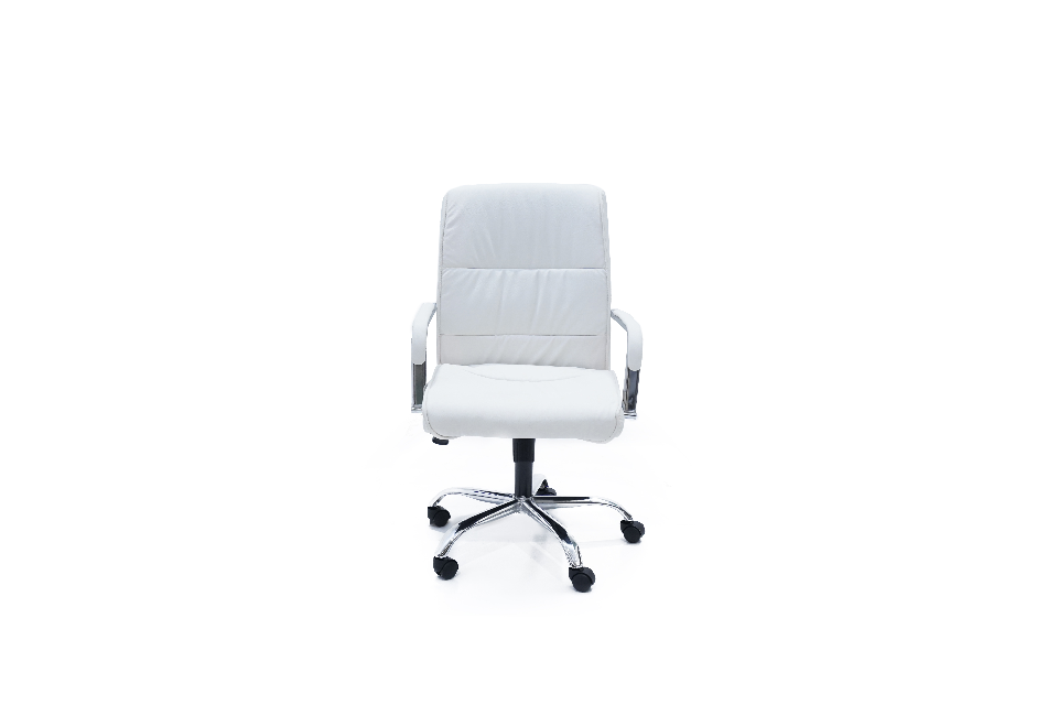 LOW BACK-back swivel office chair in white pu leather