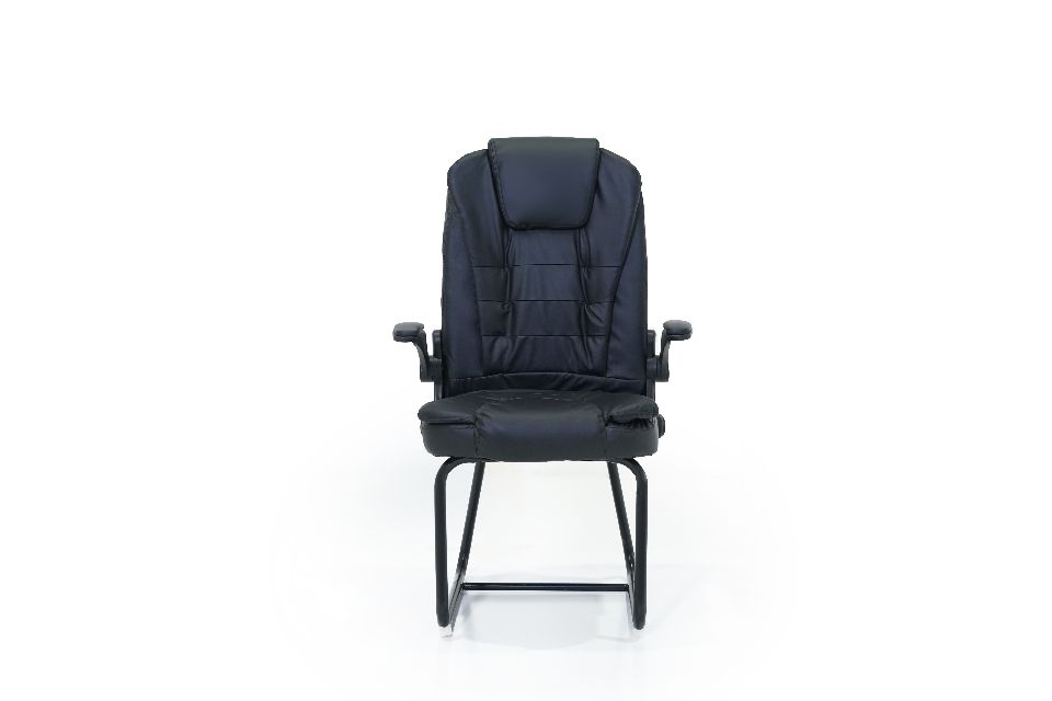 VISITOR CHAIR-pvc seat And back black metal base