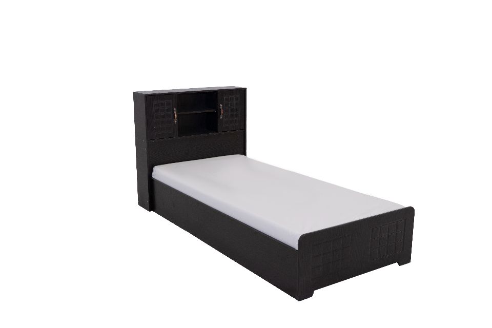 BLACK-wooden frame with headboard storage bed