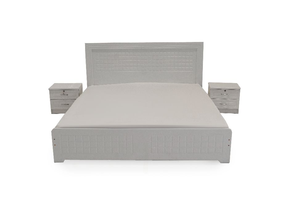 NERA WHITE-wooden frame bed with drawer storage
