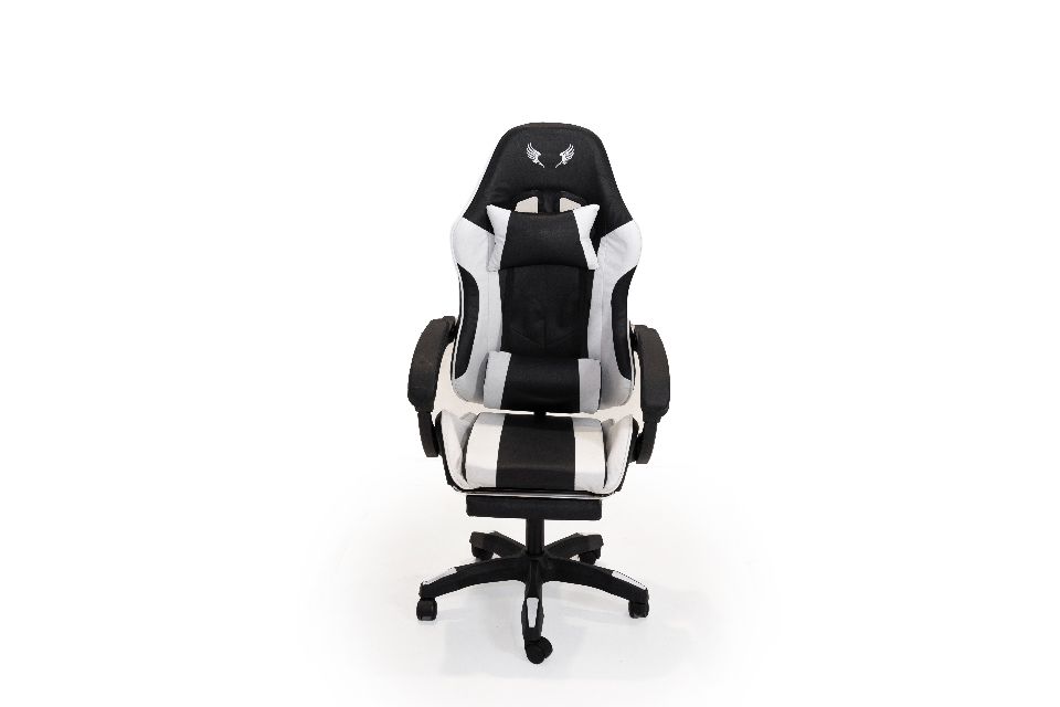 SPORT CHAIR-gaming chair in white & black with lumbar support